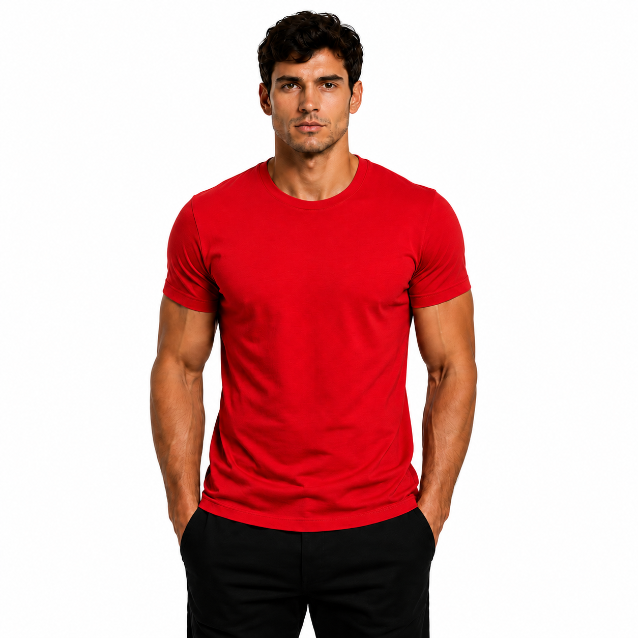 Camisa Masculina 100% Algodão Pima Vermelho